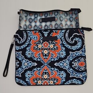 Vera Bradley Navy and Orange Paisley Pouch Set